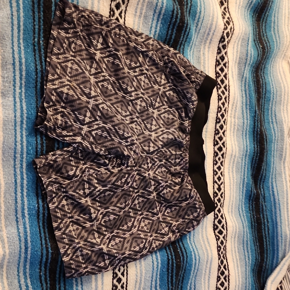 Prana Mojo Black and Gray Patterned Shorts